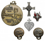 PRL, zestaw odznak i medal (6szt) Medal Mistrzostw Polski 1960 r. (największy) to średnica 45 mm.&nbsp; Miniaturka ZBOWiD to 17 x 20 mm.&nbsp; W zesta...