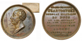 Medal, Adam Czartoryski 1824 Medal autorstwa C. Baerendta, wybity w 1824 roku nakładem wychowanków Szkoły Kadetów. W zestawie kopertka ze starego zbio...
