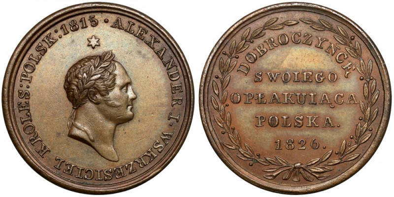 Medal Polska swojemu dobroczyńcy 1826 - brąz Medalik wybity dla upamiętnienia Al...