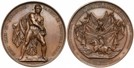 Medal Pamiątka Powstania Listopadowego, Genewa 1832 Duży, bardzo ładny medal wybity w Szwajcarii na zlecenie Towarzystwa Litewskiego i Ziem Ruskich. M...