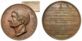 Medal Samuel Teofil Linde 1842 (Majnert) - rzadki Rzadki medal, projektu Józefa Majnerta (sygnowany pod popiersiem IOS: MAYNERT). Wybity dla upamiętni...