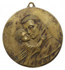 Medalion religijny (126mm) święty Antoni Medalion religijny wykonany metodą odlewu (dobrej jakości), dość gruby.&nbsp; Niesygnowany.
 Zabrudzenia pow...