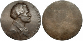 Medal jednostronny 1919 - Ignacy Paderewski Piękna patyna. Miedź srebrzona (na obrzeżu punca BRONZE). Średnica 60,3 mm, waga 85,09 g.&nbsp;
Reference...