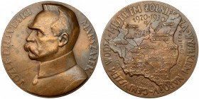 Medal Józef Piłsudski, 10. rocznica Wojny Polsko-Bolszewickiej 1930 r. Uszko urwane. Brąz, średnica 55,2 mm, waga 74,80 g.&nbsp; Reference: Strzałkows...