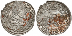 Śląsk, Karol Austriacki, 3 krajcary 1615, Nysa Przebarwienia, ale piękna świeżość mennicza.&nbsp; Reference: Ejzenhart-Miller 365 (R)
Grade: XF+ 

...