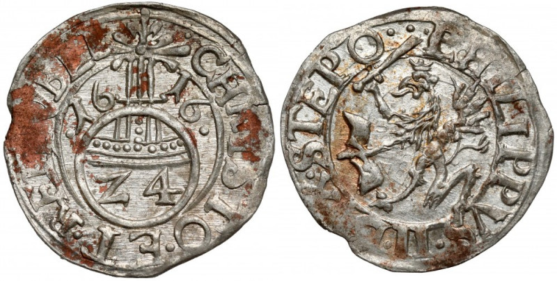 Pomorze, Filip II, Półtorak (Reichsgroschen) 1616, Szczecin Piękne lustro, rdzaw...