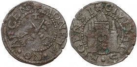 Wolne Miasto Ryga, Szeląg ryski 1570 Wymiary 16.3 x 17.3 mm, waga 0.93 g.&nbsp; 
Reference: Kopicki 8022 (R1)
Grade: VF 

POLAND RIGA SWEDEN RIGA