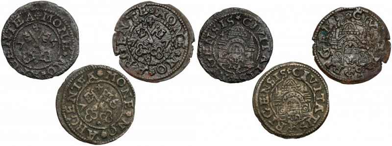 Wolne Miasto Ryga, Szeląg ryski 1575-1577, zestaw (3szt) Reference: Kopicki 8029...