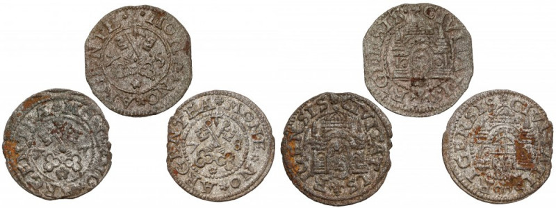 Wolne Miasto Ryga, Szeląg ryski 1575-1578, zestaw (3szt) Reference: Kopicki 8029...