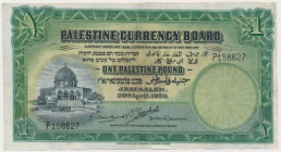 Palestine, 1 Pound 1939 Banknote after conservation. Cleaned and with some reparations as visible on last photo in light trough.&nbsp; 
Reference: Pi...