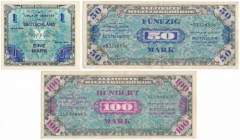Germany, Allied Occupation WWII, 1, 50 & 100 Mark 1944 (3pcs) 
Grade: 1, 2-, 2+ 

GERMANY DEUTSCHLAND
