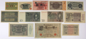 Germany - banknotes lot (12pcs) Cztery banknoty w stanie 1, pozostałe egzemplarze w stanach 2, 2/2+, 2+.&nbsp; 
Grade: XF-UNC 

GERMANY DEUTSCHLAND...
