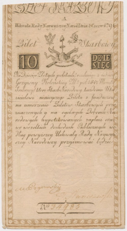 10 złotych 1794 - A Bardzo atrakcyjny. Na ogólną, bardzo dobrą, prezencje mają w...