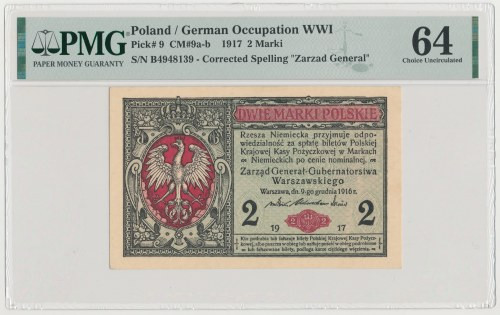 2 mkp 1916 Generał - B Ładny. 
Reference: Miłczak 9b
Grade: PMG 64 

POLAND ...