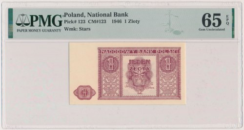 1 złoty 1946 Reference: Miłczak 123
Grade: PMG 65 EPQ 

POLAND POLEN