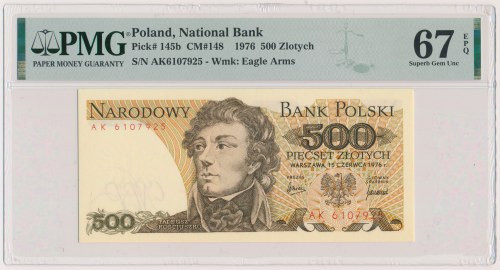 500 złotych 1976 - AK - najrzadszy rok Najrzadszy rocznik 500 zł z serii Wielcy ...