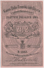 Trembki / Giżyce, Ludwik Małkowski, 2 złote 1863 Blankiet bez numeru. Nazwa emitenta drukiem.
 Wymiary bonu: 67 x 106 mm. Reference: Jabłoński 989/27...