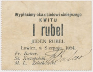 Łowicz, 1 rubel 1914 Reference: Podczaski R-187.6.b
Grade: VF 

POLAND POLEN GERMANY RUSSIA NOTGELDS