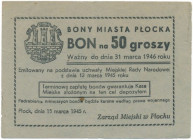 Płock, bon na 50 groszy 1945 Reference: Podczaski D-027.1
Grade: F+ 

POLAND POLEN GERMANY RUSSIA NOTGELDS