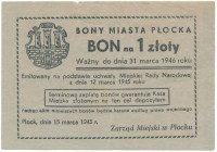 Płock, bon na 1 złoty 1945 Reference: Podczaski D-027.2
Grade: F+ 

POLAND POLEN GERMANY RUSSIA NOTGELDS