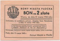 Płock, bon na 2 złote 1945 Reference: Podczaski D-027.3
Grade: VF+ 

POLAND POLEN GERMANY RUSSIA NOTGELDS