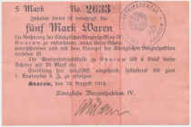 Knurow (Knurów), Koenigliche Berginspektion IV, 5 mk 1914 Reference: Diesner 180
Grade: VF+ 

POLAND POLEN GERMANY RUSSIA NOTGELDS