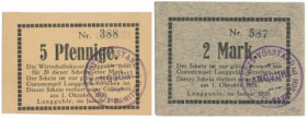 Langguhle (Golina), 5 pfg i 2 mk 1920 (2szt) Reference: Tieste 3885.05.03, 3885.05.07
Grade: 1, 1- 

POLAND POLEN GERMANY RUSSIA NOTGELDS