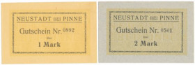 Neustadt bei Pinne (Lwówek Wlkp.), 1 i 2 mk (2szt) Reference: Podczaski P-093.A.2.a, P-093.A.3.a
Grade: 2, 1+/AU 

POLAND POLEN GERMANY RUSSIA NOTG...