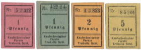 Trebnitz (Trzebnica), 2x 1, 2 i 5 pfg (1919-20) - zestaw (4szt) Reference: Tieste 7400.05
Grade: 2 do 1+/AU 

POLAND POLEN GERMANY RUSSIA NOTGELDS