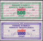 Solidarność, Fundusz Wyborczy 500 i 1.000 1989 (2szt) 
Grade: AU