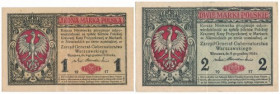 Generał 1 i 2 mkp 1916 (2szt) Ładne egzemplarze.&nbsp; Reference: Miłczak 8, 9b
Grade: VF+ 

POLAND POLEN MIXED LOTS BANKNOTES