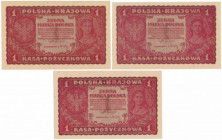 1 mkp 08.1919 - komplet odmian (3szt) Reference: Miłczak 23a-c
Grade: 1, 1/AU 

POLAND POLEN MIXED LOTS BANKNOTES