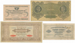 Zestaw od 5 do 500.000 mkp 1919-23 (4szt) 
Grade: 4 do 3+ 

POLAND POLEN MIXED LOTS BANKNOTES