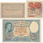 Zestaw marek i złotówki 1919-24 (3szt) 
Grade: 4+, 3+, 3+ 

POLAND POLEN MIXED LOTS BANKNOTES