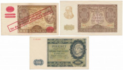 Banknoty okupacji w tym 100 zł 1932 z FAŁSZYWYM przedrukiem GG (3szt) 100 zł 1932 z fałszywym przedrukiem GG st.3+ 100 zł 1940 st.2/2+ 500 zł st.2 
...