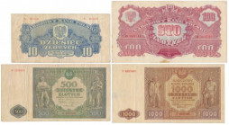 Zestaw banknotów polskich z lat 1944-1946 (4szt) 
Grade: F-VF 

POLAND POLEN MIXED LOTS BANKNOTES