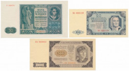 Zestaw banknotów z lat 1941-48 (3szt) 50 zł 1941 st.1/1- 20 zł 1948 st.2+ 500 zł 1948 st.2 

Grade: UNC/1 do 2+ 

POLAND POLEN MIXED LOTS BANKNOTE...