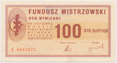 PWPW, Bon wymienny Funduszu Mistrzowskiego - 100 zł 1982 na Jana Moczydłowskiego...