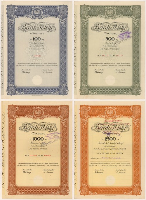 Bank Polski, 100, 5x 100, 10x 100 i 25x 100 zł 1934 (4szt) Reference: Koziorowsk...