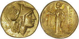 GRÈCE ANTIQUE
Macédoine (royaume de), Alexandre III le Grand (336-323 av. J.-C.). Statère d’or ND (330-320 av. J.-C.), Amphipolis.
P.164 - SNG Cop.6...