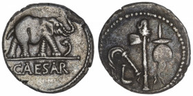 RÉPUBLIQUE ROMAINE
Jules César (60-44 av. J.-C.). Denier ND (49 av. J.-C.), Gaule ou Italie.
RRC.443 /1 - S.1399 ; Argent - 3,94 g - 18 mm - 9 h 
B...