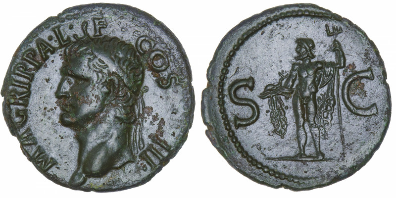 EMPIRE ROMAIN
Caligula (37-41). As pour Agrippa 37-41, Rome.
RIC.58 ; Bronze -...