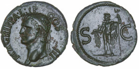 EMPIRE ROMAIN
Caligula (37-41). As pour Agrippa 37-41, Rome.
RIC.58 ; Bronze - 10,90 g - 28 mm - 7 h 
Léger décentrement. Quelques points d’oxydati...