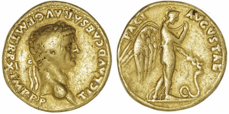 EMPIRE ROMAIN
Claude (41-54). Aureus 50-51, Lyon ou Rome.
Calicó 371 ; Or - 7,...