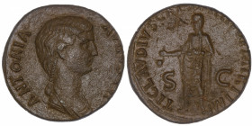 EMPIRE ROMAIN
Claude (41-54). As pour Antonia 41-42, Rome.
RIC.92 ; Bronze - 12,53 g - 26 mm - 6 h 
Surfaces légèrement corrodées. Beau portrait. P...
