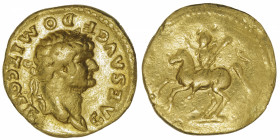 EMPIRE ROMAIN
Domitien (81-96). Aureus 73-75, Rome.
RIC.679 (Vespasien) - Calicó 812 ; Or - 7,18 g - 19,5 mm - 6 h 
Traces de monture et revers un ...