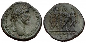 EMPIRE ROMAIN
Antonin le Pieux (138-161). Sesterce ND (140-143), Rome.
RIC.604 (R3) ; Bronze - 26,85 g - 32 mm - 12 h
Ce revers est utilisé par Had...