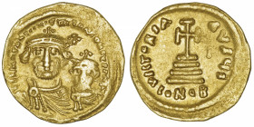 EMPIRE BYZANTIN
Héraclius et Héraclius Constantin (610-641). Solidus 613-629, 10e officine, Constantinople.
Sear 734 - BN.10/19-21 ; Or - 4,41 g - 2...