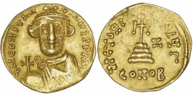 EMPIRE BYZANTIN
Constant II (641-668). Solidus 648-649, 3e officine, Constantinople.
S.949 ; Or - 4,31 g - 19 mm - 6 h 
Légères faiblesses de frapp...