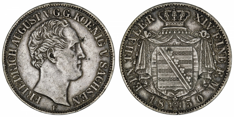 ALLEMAGNE
Saxe, Frédéric Auguste II (1836-1854). Thaler 1850, F, Stuttgart.
KM...